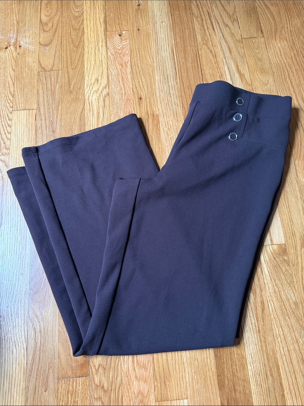 Women’s Brown Dress Pants with Button Waist